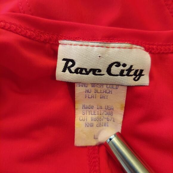 Vtg 90s Y2K Rave City Red Cropped Mesh Sleeve Top Medium Vampire Goth - Picture 5 of 5